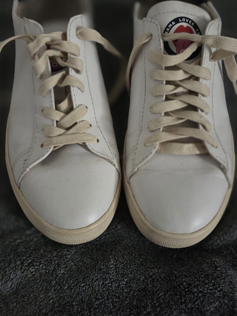 Clae Women's White Leather Sneakers with Cream Laces